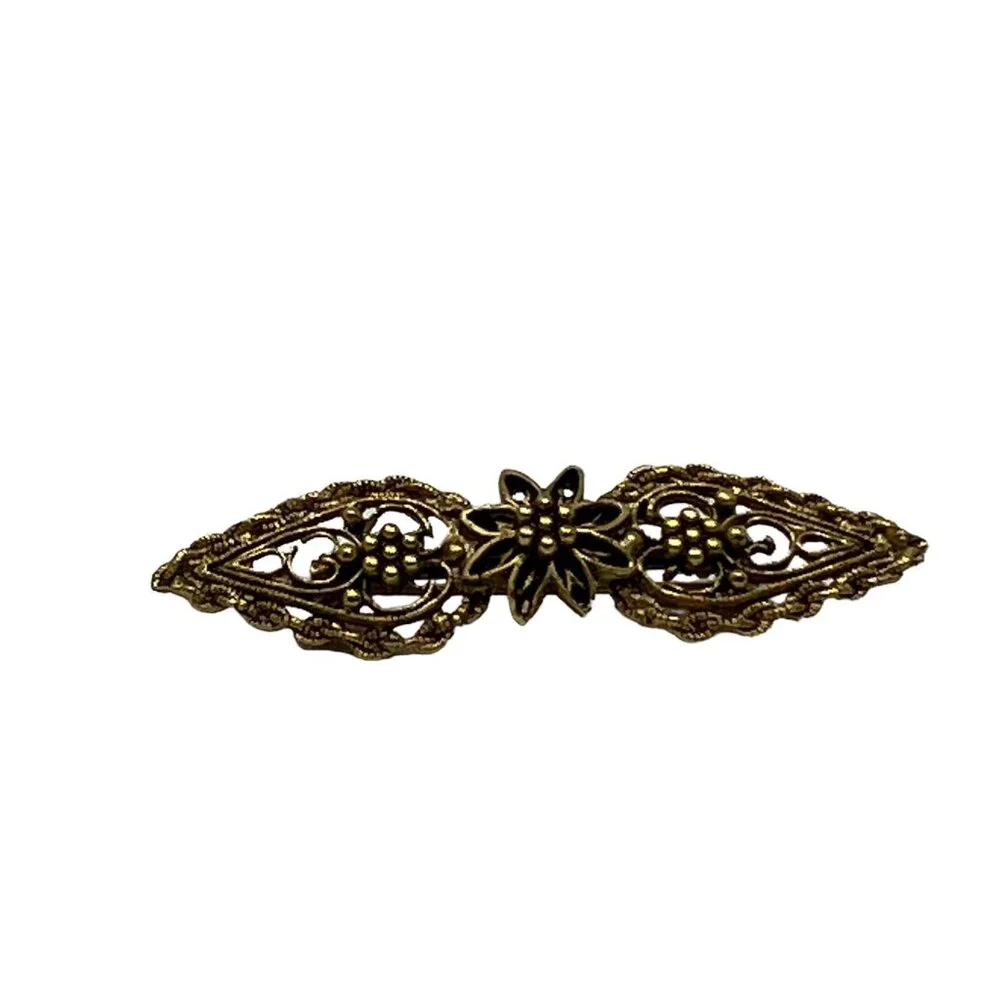 Flower Brooch‎ Braided Filigree Shiny Matte Vintage Bar Pin